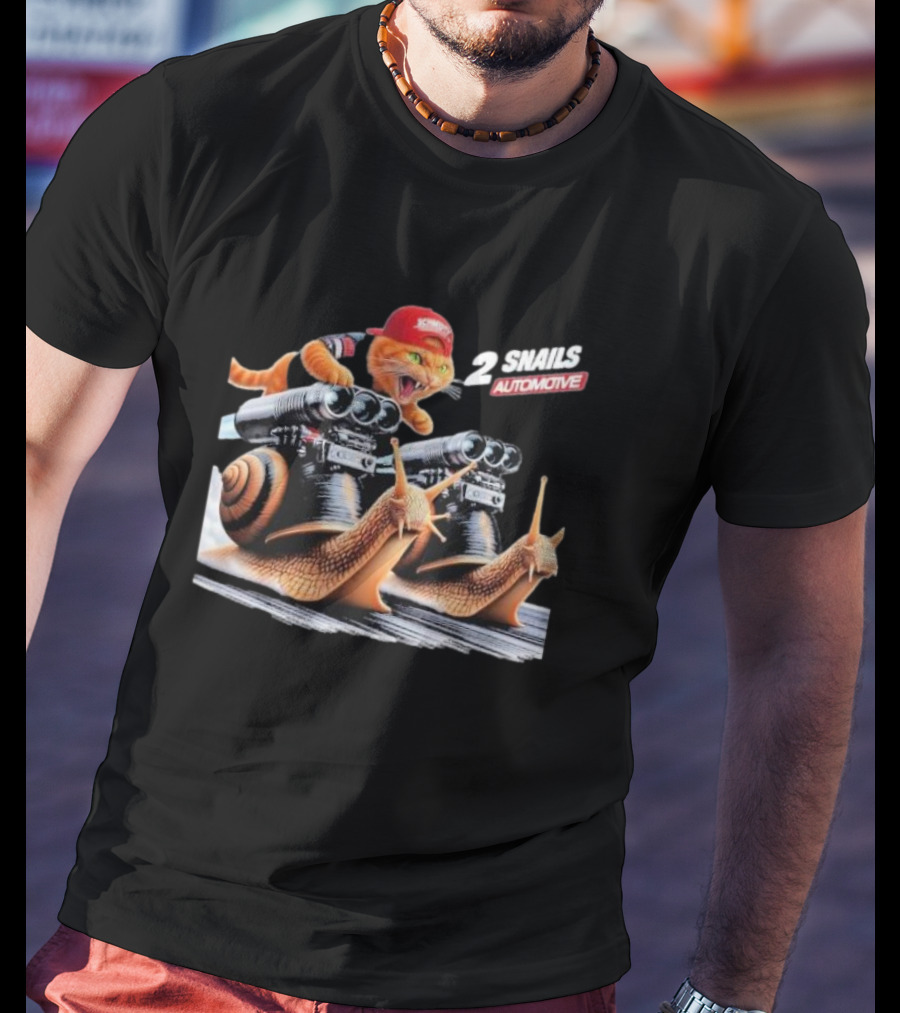 2 Snails Automotive Schmidty Tuning Racing Cat T-Shirt