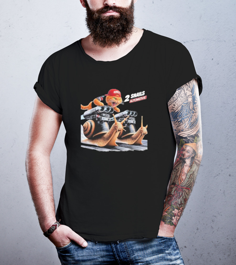 2 Snails Automotive Schmidty Tuning Racing Cat T-Shirt