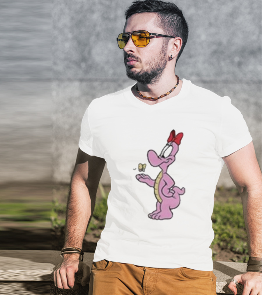 454 Life Baby Yoshi Bow Wearing Cartoon Character With Butterfly T-Shirt