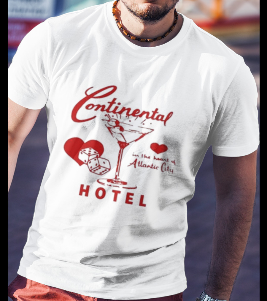 Continental Hotel In The Heart Of Atlantic City With Hearts And Martini Glass T-Shirt