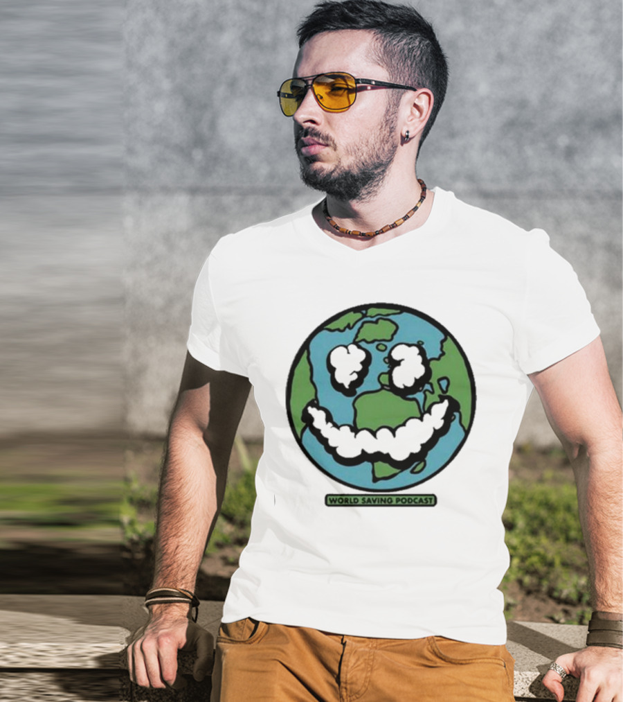 Andy Frasco Crowd Surf World Saving Podcast Earth Smiley T-Shirt