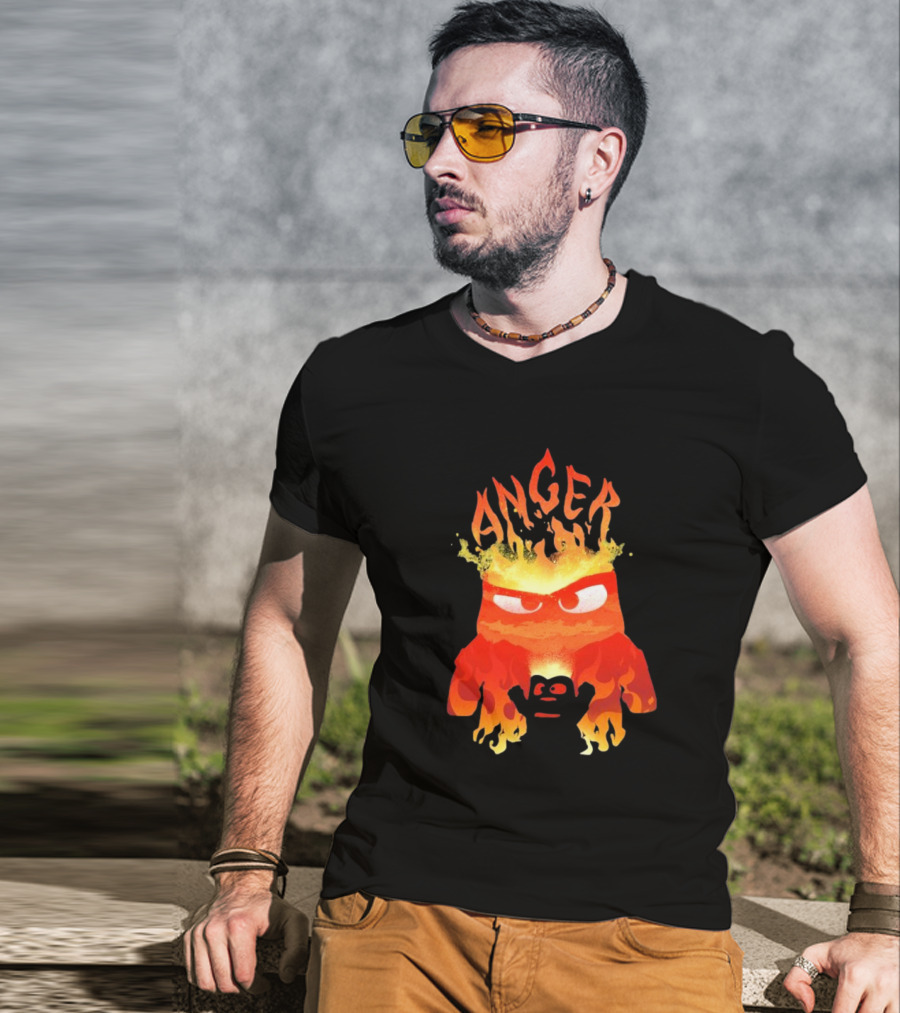 Anger Fire Inside Out Movie Character With Flaming T-Shirt