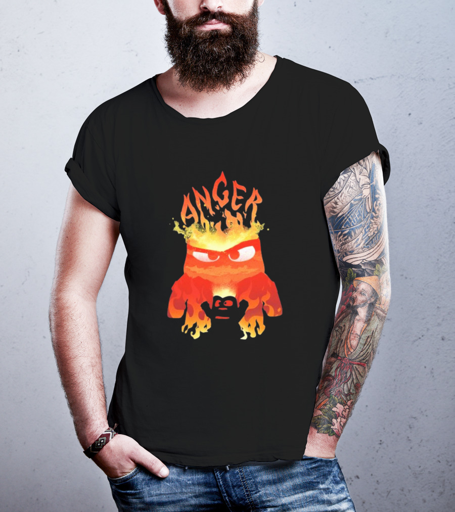 Anger Fire Inside Out Movie Character With Flaming T-Shirt