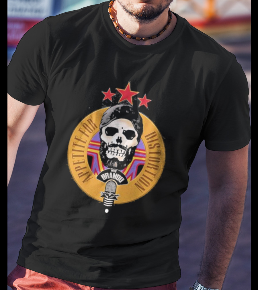 Appetite For Distortion Podcast Brando Skull And Microphone T-Shirt