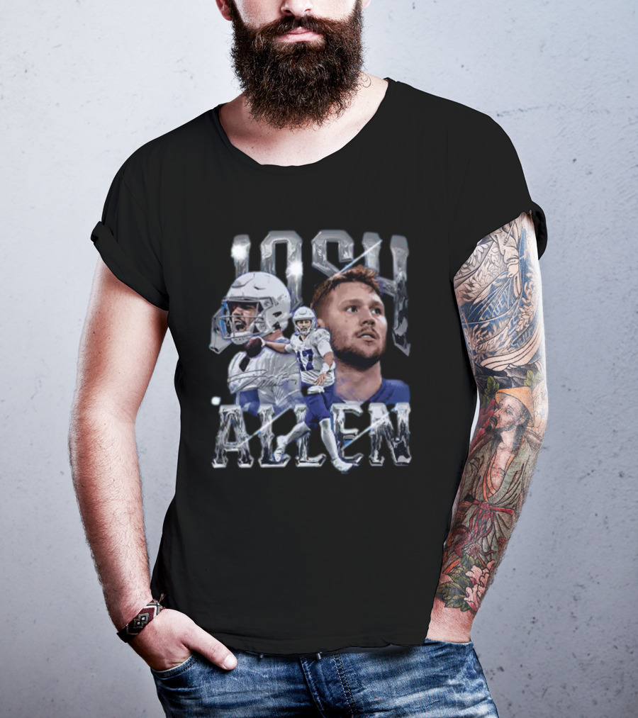 Josh Allen Action Portrait Buffalo Bills Quarterback T-Shirt