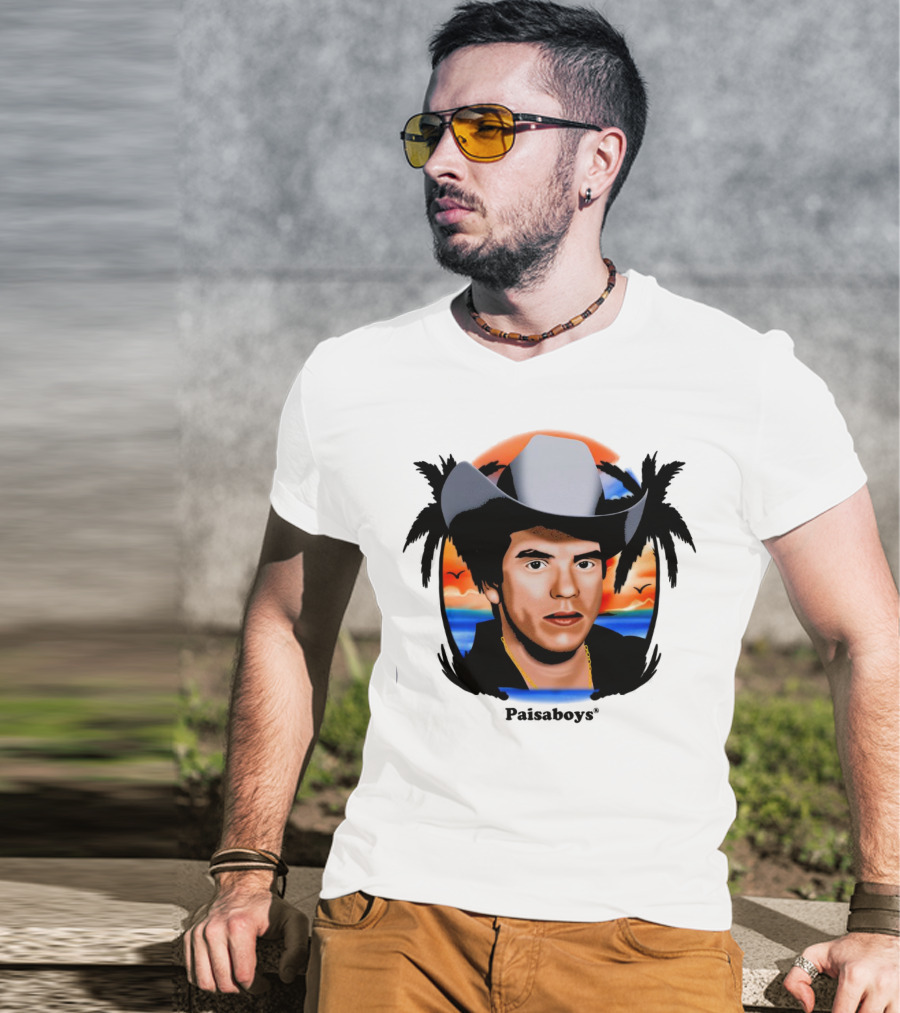 Paisaboys Sinaloa Sunset Cowboy And Tropical Ocean Scene T-Shirt