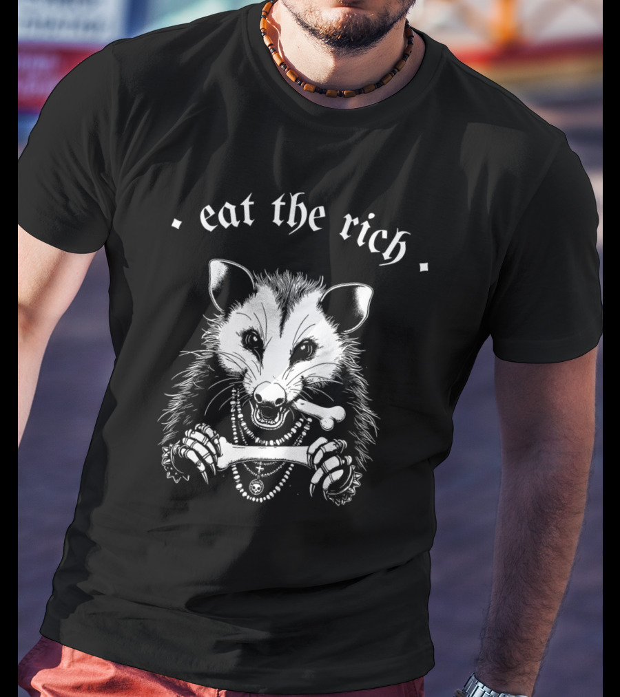 Punk With A Camera Eat The Rich Possum Anti-Fascist Merch T-Shirt