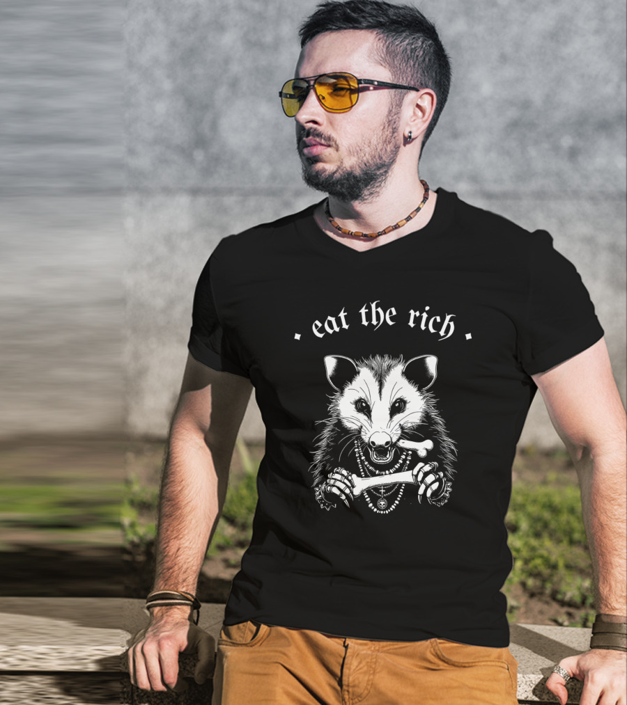 Punk With A Camera Eat The Rich Possum Anti-Fascist Merch T-Shirt