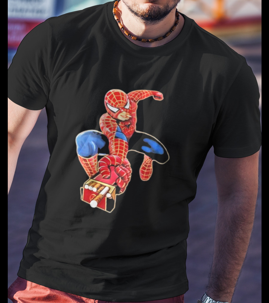 Shithead Steve Superman Smoker Man Spider-Man Cigarette Box Swing T-Shirt