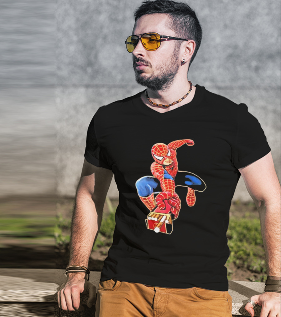 Shithead Steve Superman Smoker Man Spider-Man Cigarette Box Swing T-Shirt