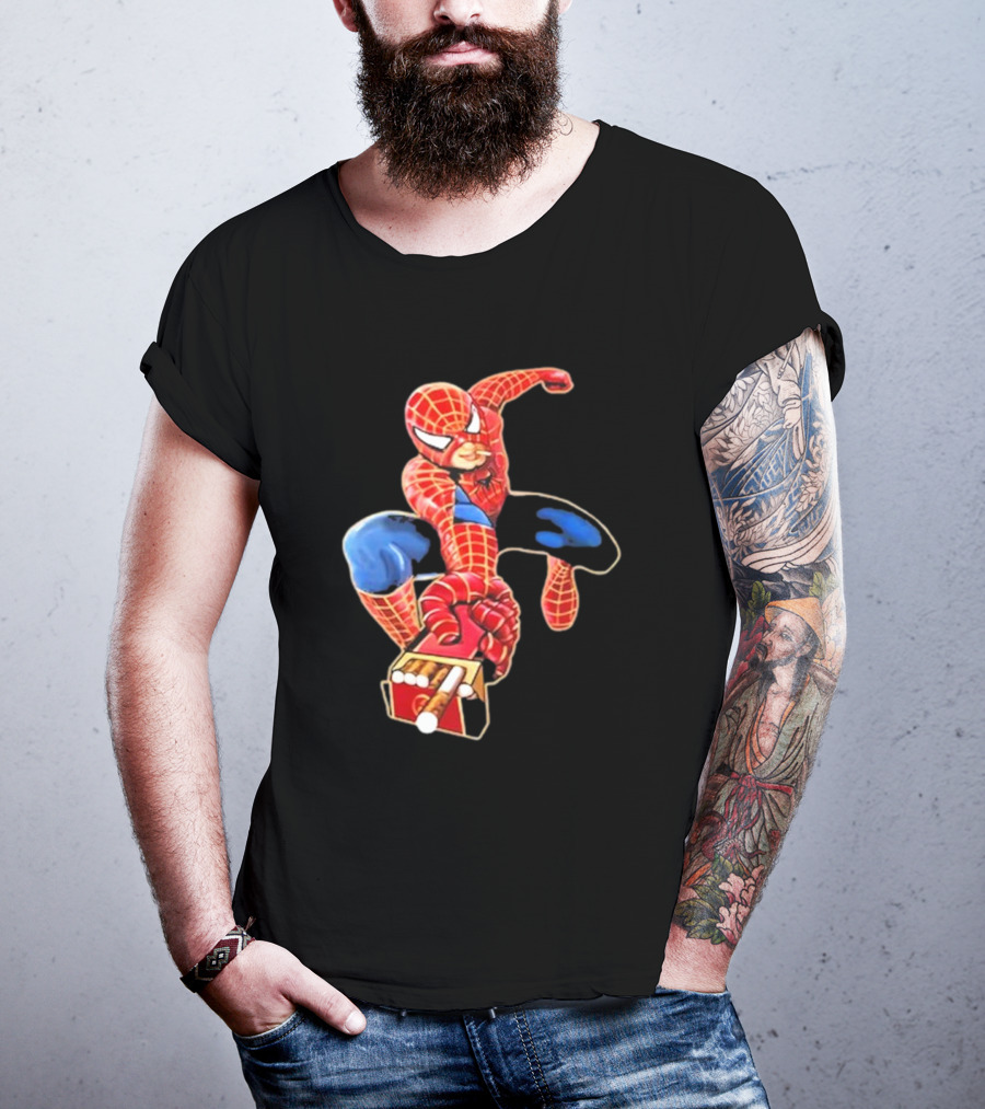 Shithead Steve Superman Smoker Man Spider-Man Cigarette Box Swing T-Shirt