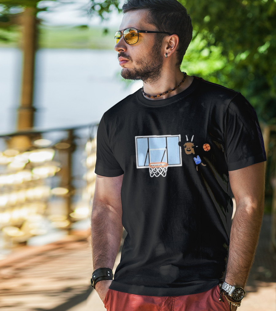 Goat Biles Basketball Dunking Goat With Jersey And Hoop T-Shirt