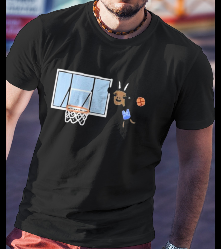 Goat Biles Basketball Dunking Goat With Jersey And Hoop T-Shirt