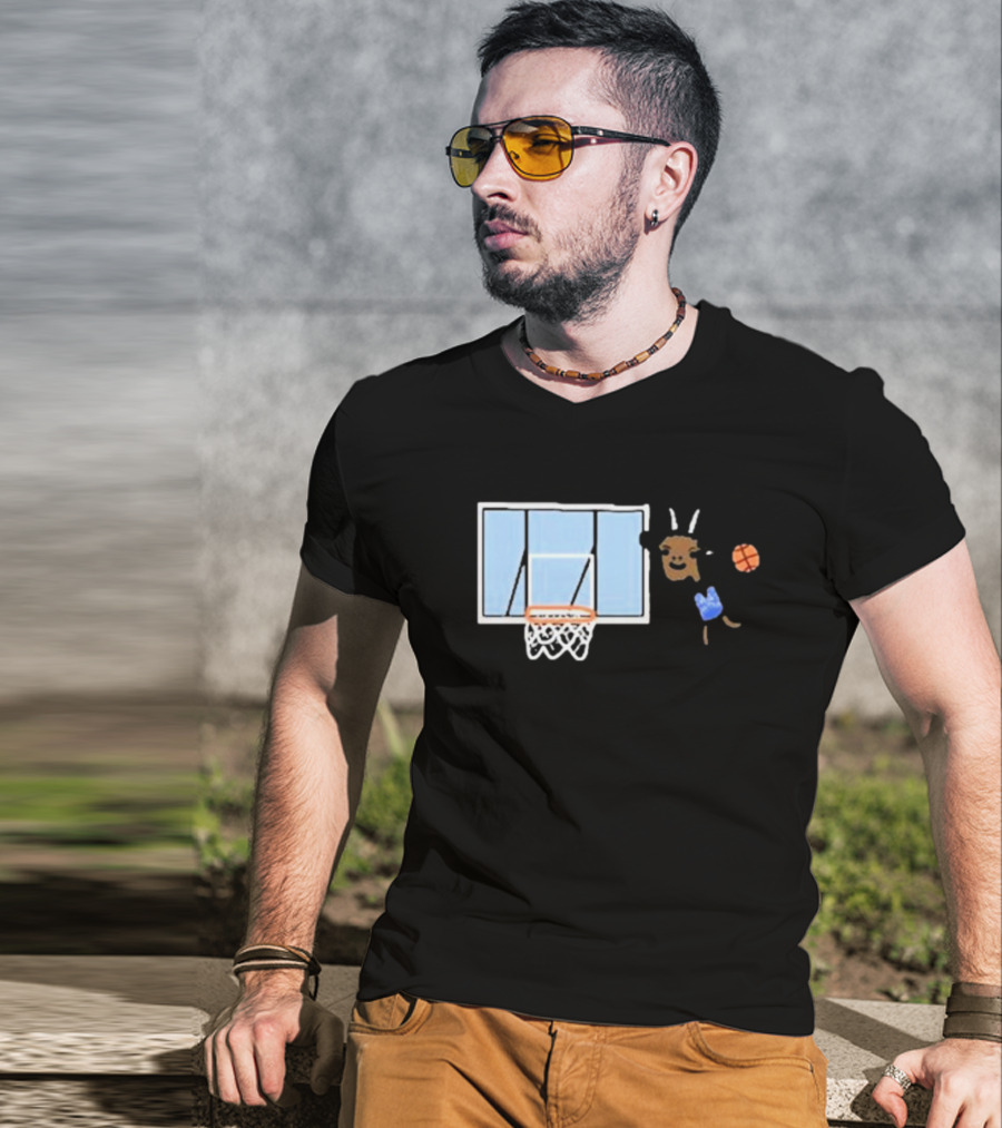 Goat Biles Basketball Dunking Goat With Jersey And Hoop T-Shirt