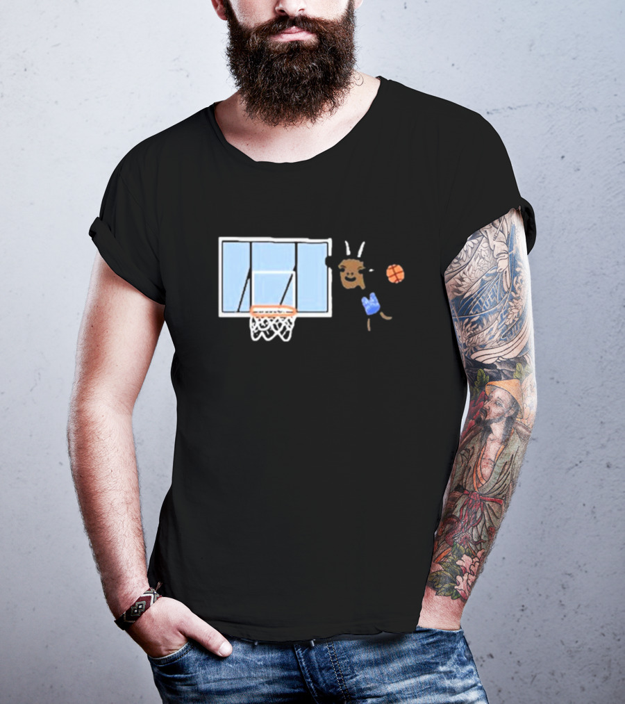 Goat Biles Basketball Dunking Goat With Jersey And Hoop T-Shirt