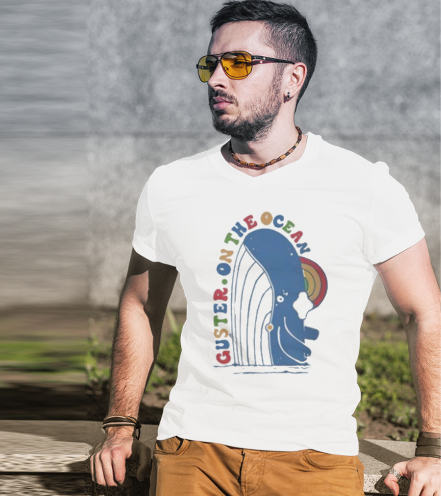 Guster On The Ocean Whale Rainbow T-Shirt