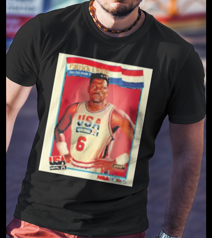 Patrick Ewing USA Basketball Dream Team 1992 NBA Hoops USA Olympic Team नंबर 6 T-Shirt