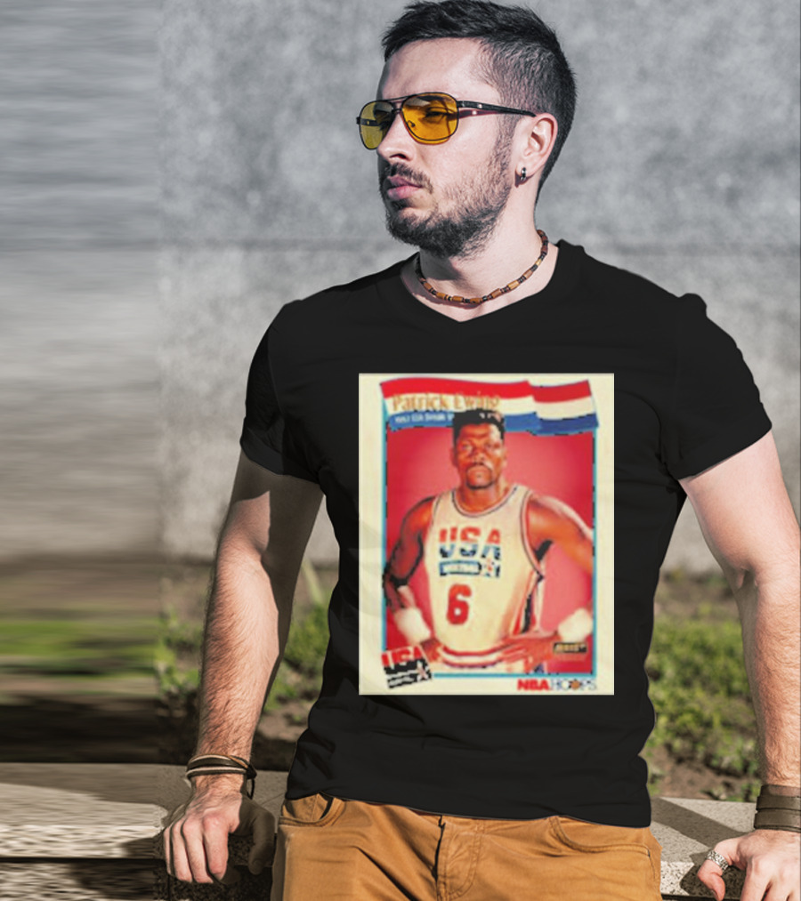 Patrick Ewing USA Basketball Dream Team 1992 NBA Hoops USA Olympic Team नंबर 6 T-Shirt