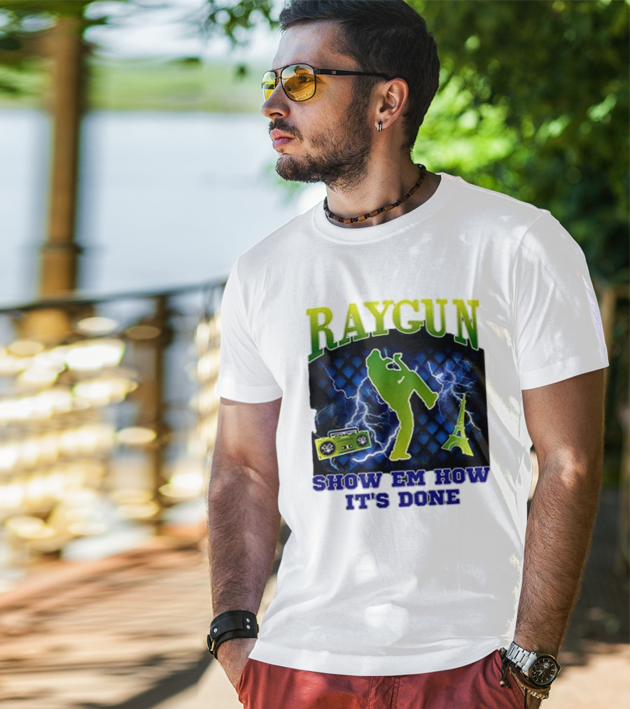 Raygun Show Em How It’s Done Electric Dance Eiffel Tower Boombox T-Shirt