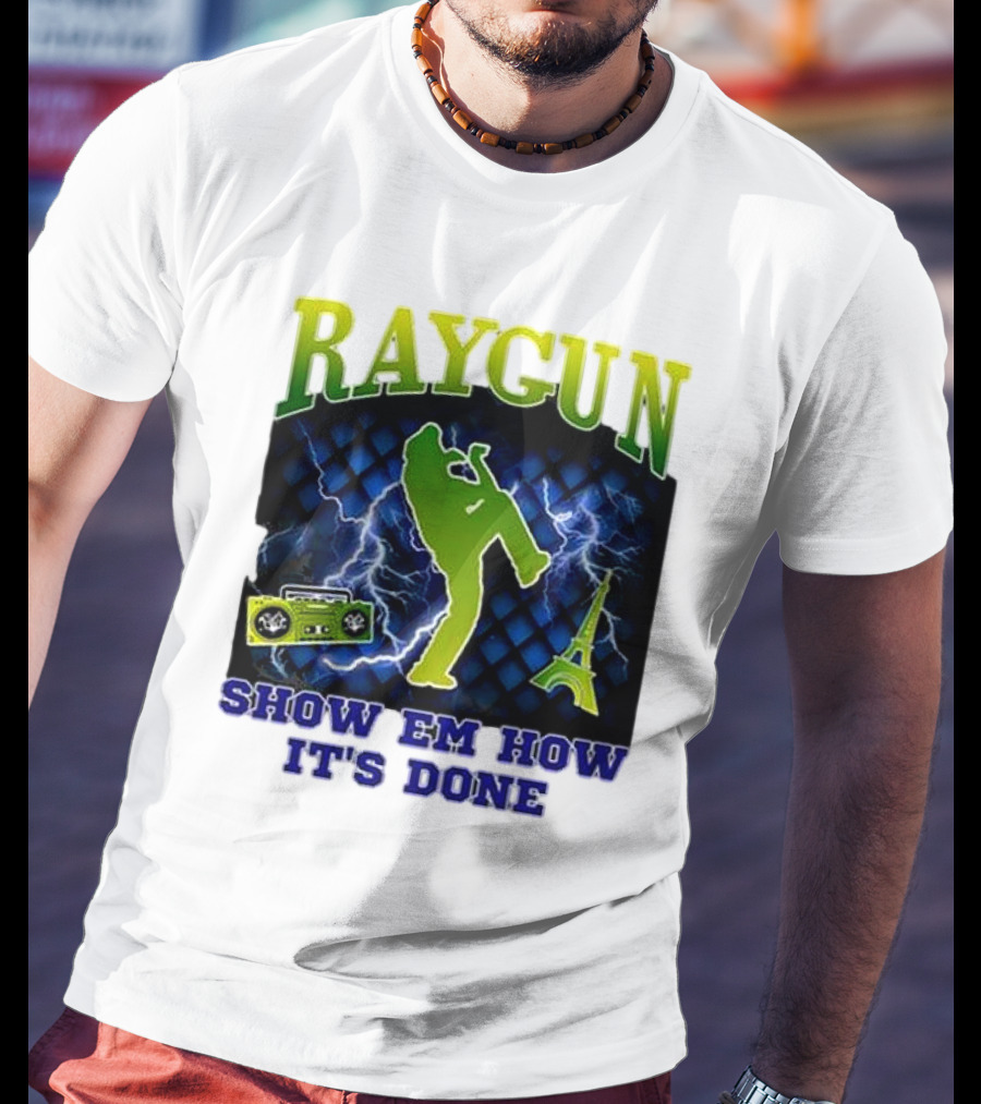 Raygun Show Em How It’s Done Electric Dance Eiffel Tower Boombox T-Shirt