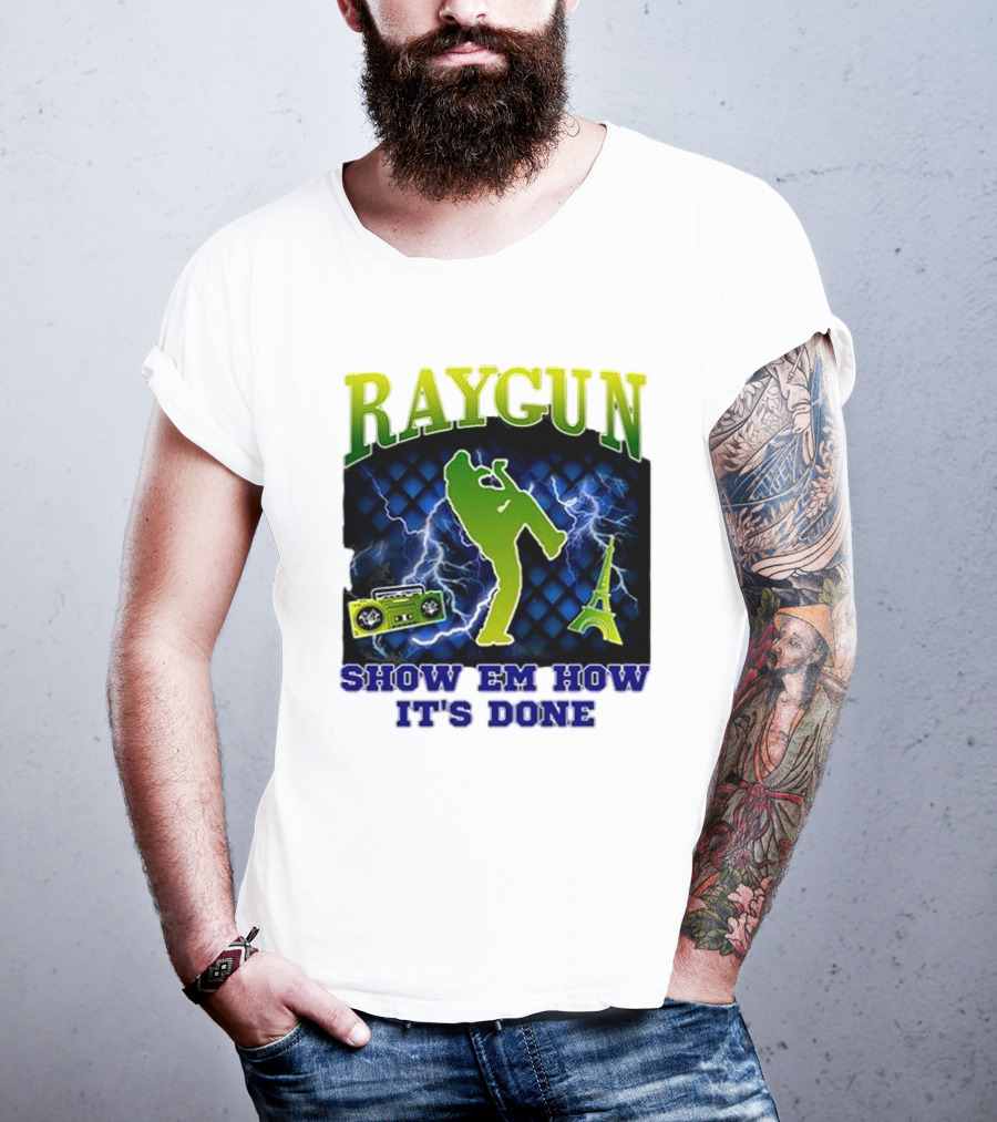 Raygun Show Em How It’s Done Electric Dance Eiffel Tower Boombox T-Shirt