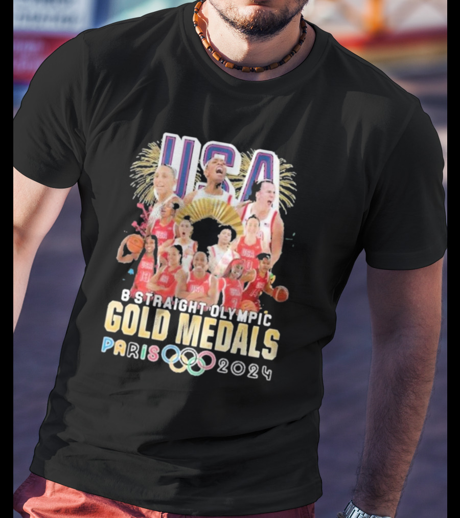 USA Basketball Women Team 8 Straight Olympic Gold Medals Paris T-Shirt