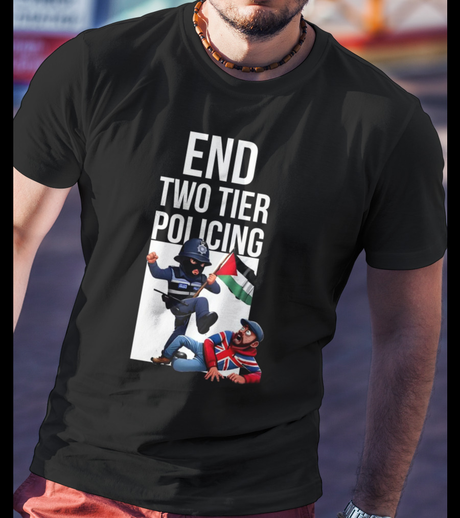 END TWO TIER POLICING British Officer And Palestinian Flag T-Shirt