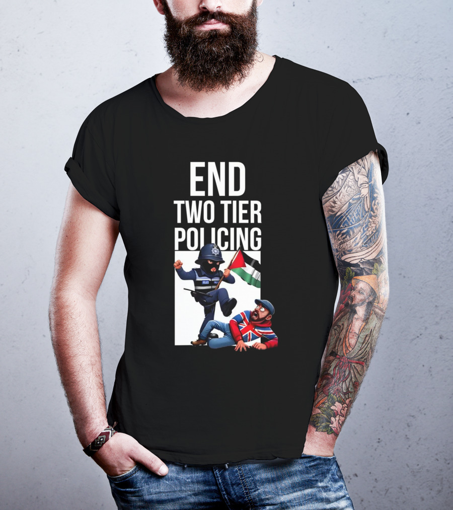 END TWO TIER POLICING British Officer And Palestinian Flag T-Shirt