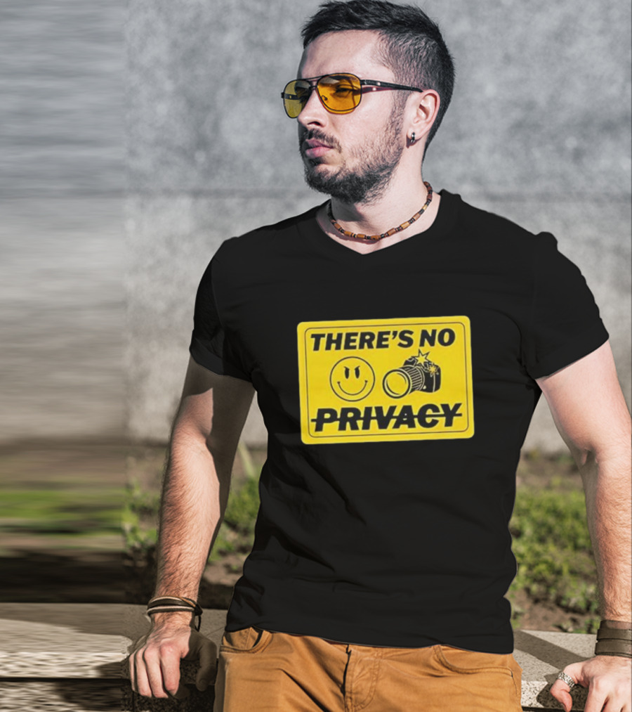 There's No Privacy Smiley Face Camera Image T-Shirt