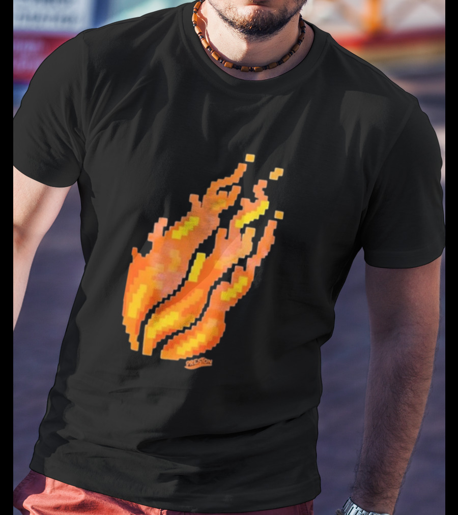 Fire Pixel Flame McLovin Burn Sunset Pixels T-Shirt