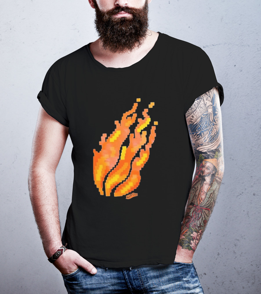 Fire Pixel Flame McLovin Burn Sunset Pixels T-Shirt