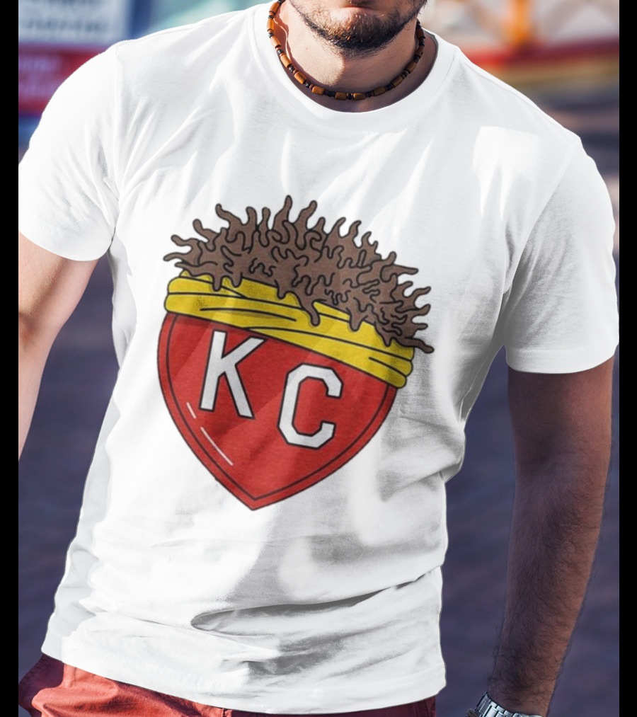 KC Franchise Heart Emblem With Brown Hair And Yellow Band T-Shirt