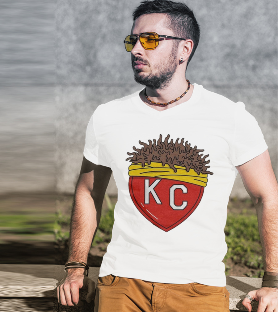 KC Franchise Heart Emblem With Brown Hair And Yellow Band T-Shirt