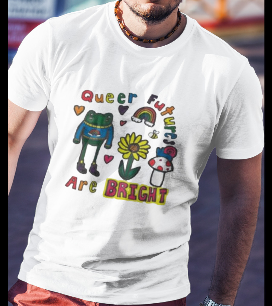 Queer Futures Are Bright Frog Rainbow Sunflower Mood T-Shirt