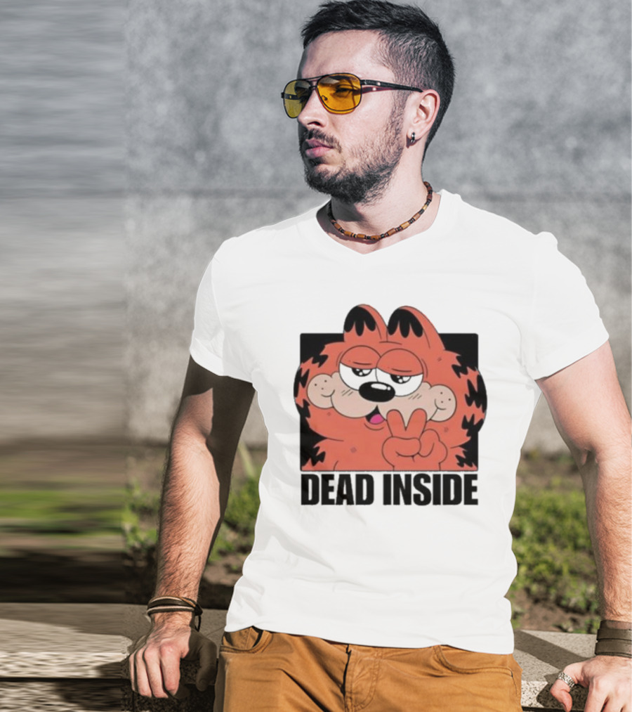 Garfield Dead Inside Peace Sign Sunglasses T-Shirt