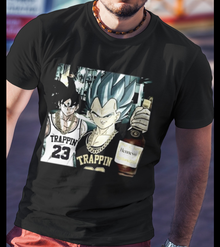 Trappin 23 Goku And Vegeta With Hennessy Bottle T-Shirt