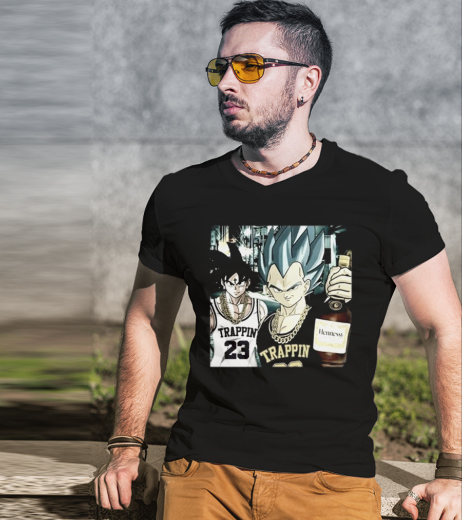 Trappin 23 Goku And Vegeta With Hennessy Bottle T-Shirt
