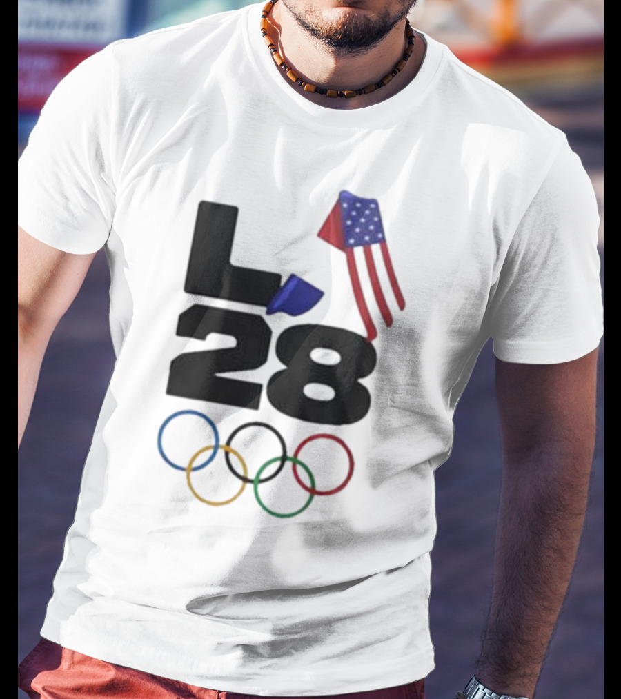 LA 28 Olympics American Flag Rings T-Shirt