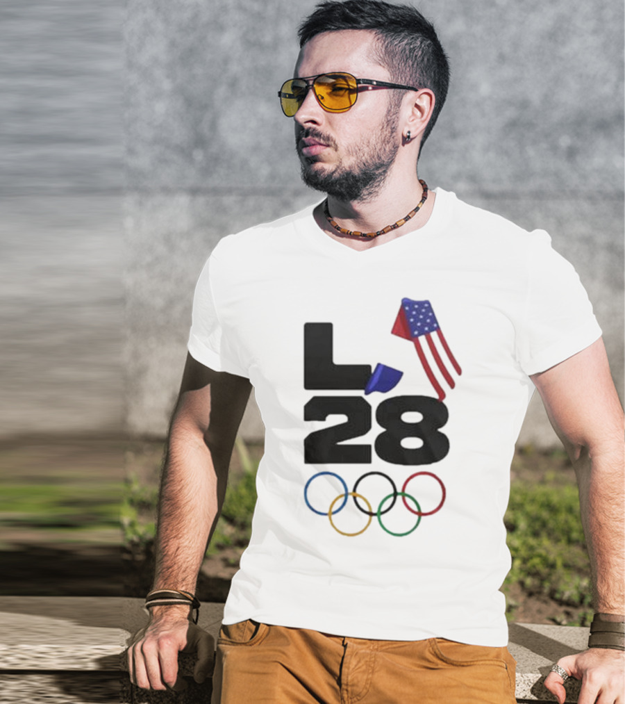 LA 28 Olympics American Flag Rings T-Shirt