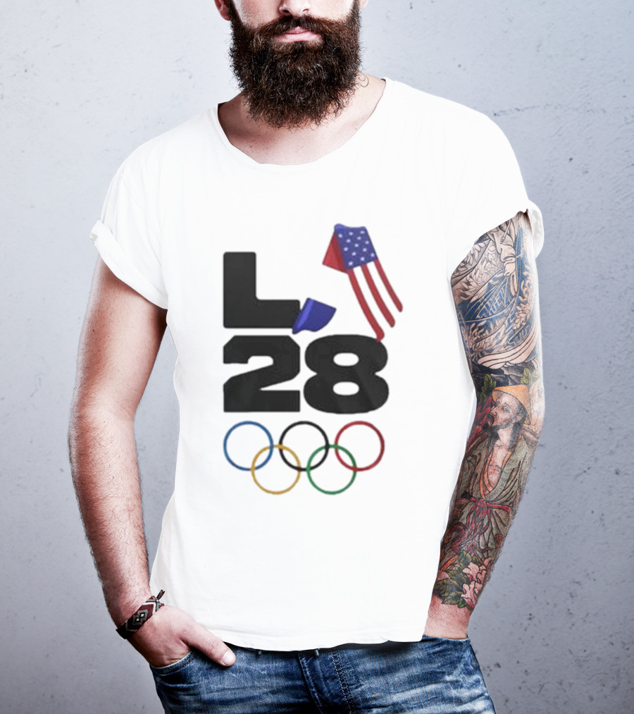 LA 28 Olympics American Flag Rings T-Shirt