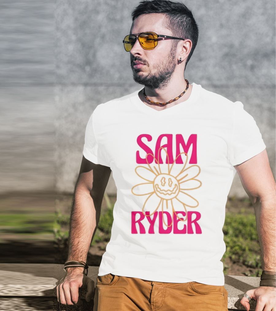 SAM RYDER Daisy Smiley Flower Pink Yellow T-Shirt
