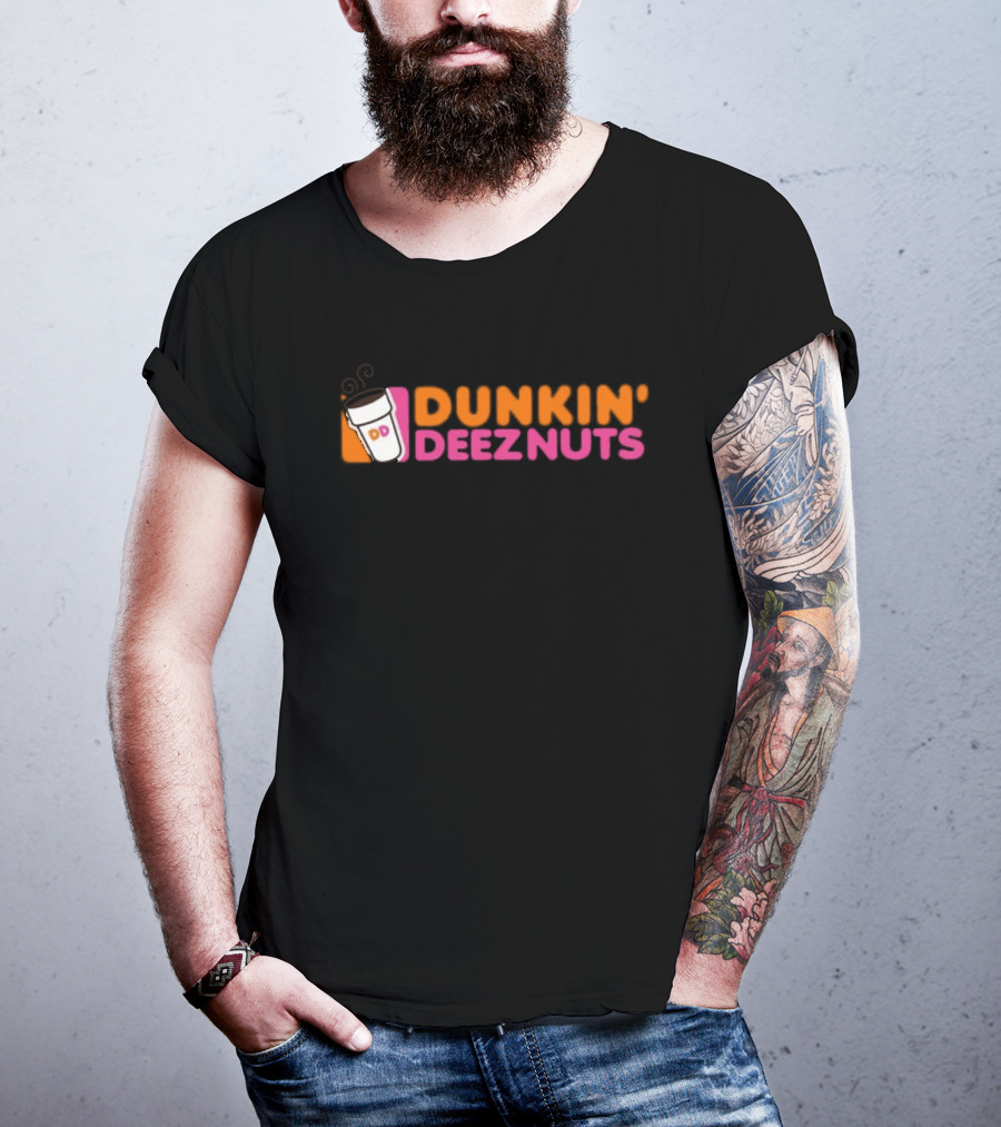 Dunkin Deeznuts Coffee Cup Logo Mockup T-Shirt