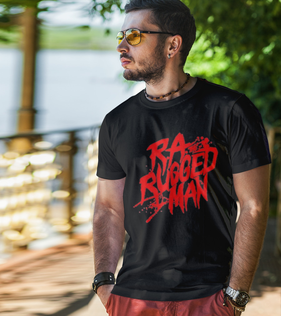 RA The Rugged Man Splattered Text T-Shirt