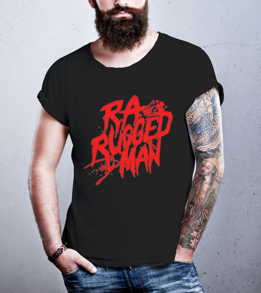RA The Rugged Man Splattered Text T-Shirt