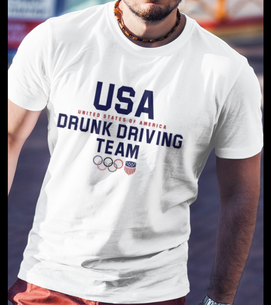 USA United States Of America Drunk Driving Team Olympic Rings Shield T-Shirt