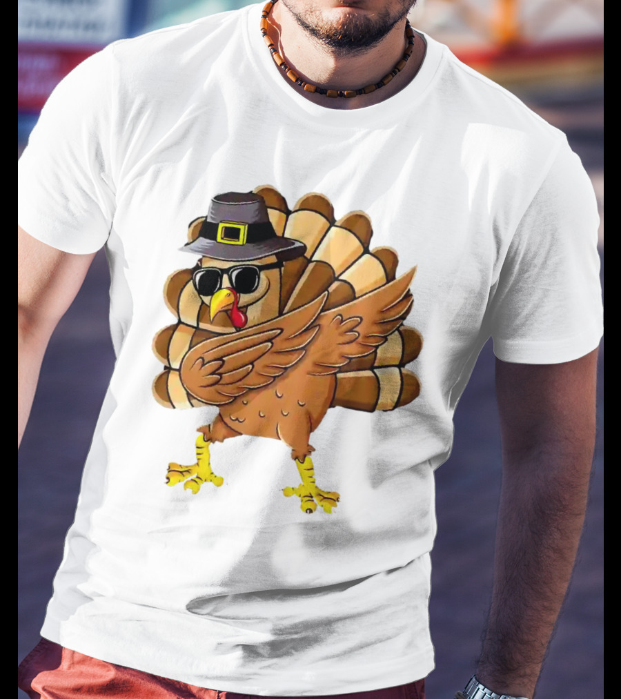 Dabbing Turkey Thanksgiving Day Pilgrim Hat Funny Dab T-Shirt