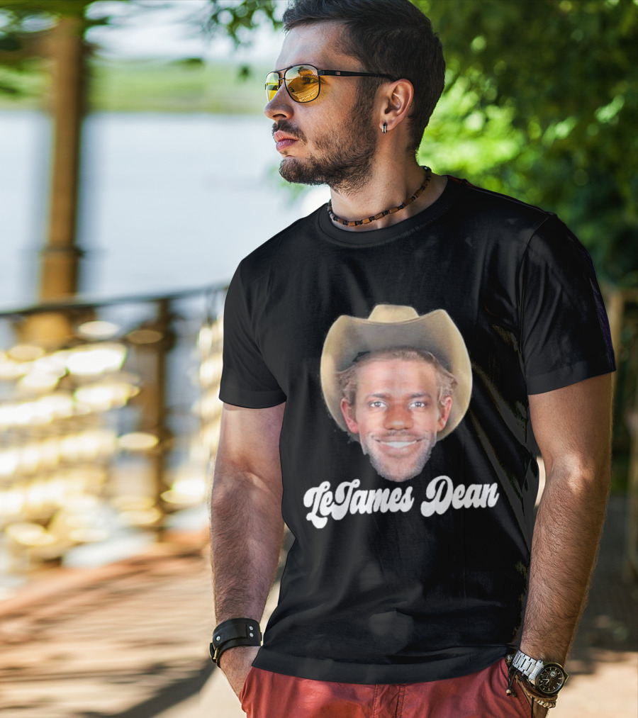 LeJames Dean Funny Ahh Tees Cowboy Hat Face T-Shirt