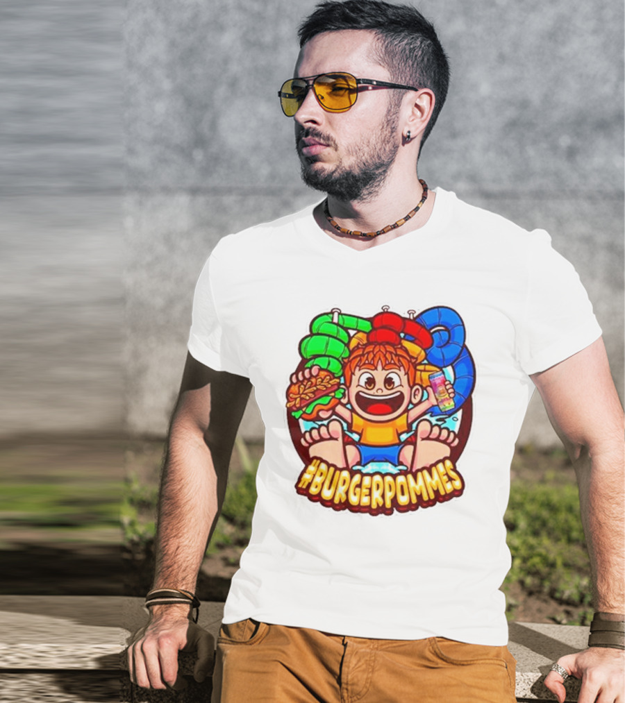 Lukasbs Burgerpommes Wasserpark Kids Fun Graphic With Slides And Snacks T-Shirt