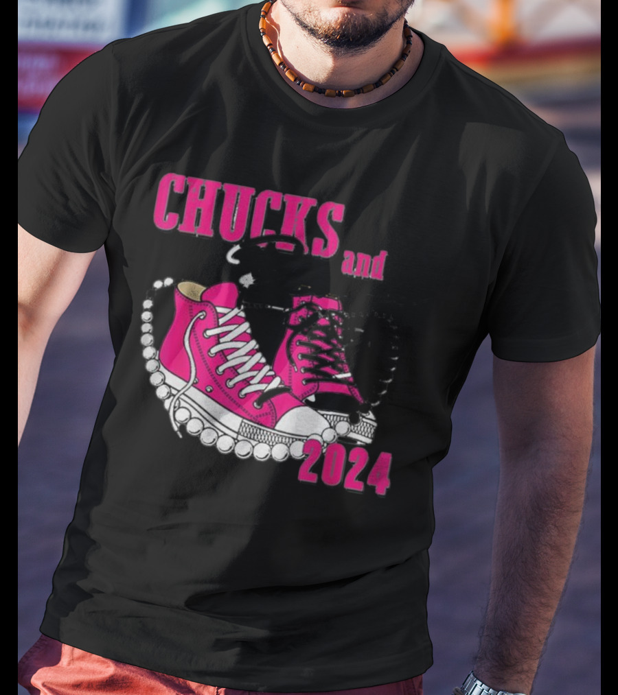 Chucks And Pearls Pink Sneakers T-Shirt