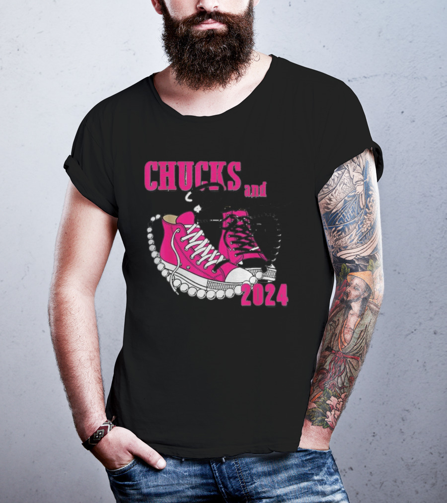 Chucks And Pearls Pink Sneakers T-Shirt